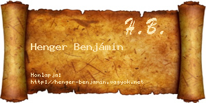 Henger Benjámin névjegykártya